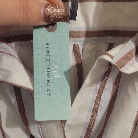 Anthropologie Striped Mini Dress - White and Purple - Picture 3 of 10